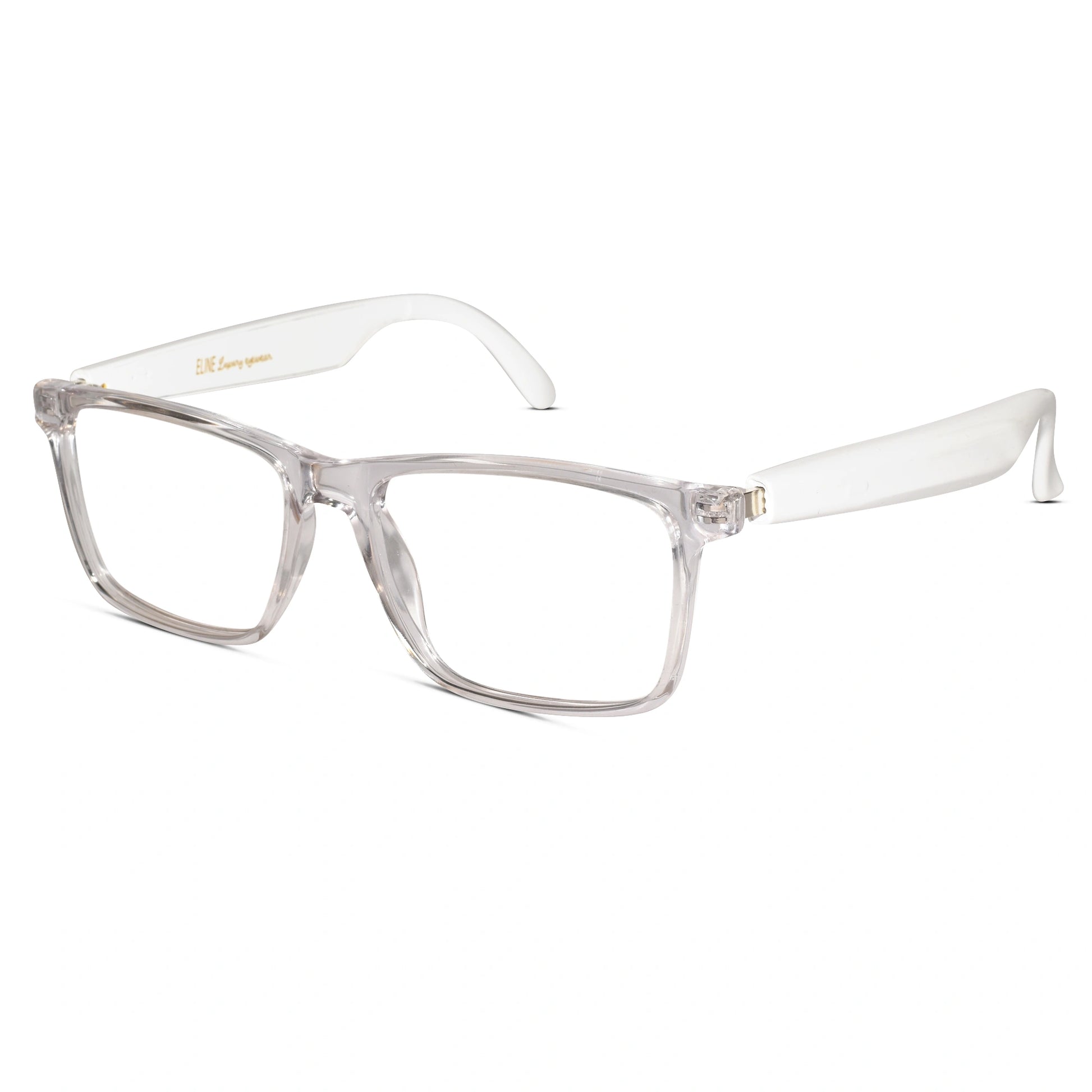 Front view of Smart Transparent Rectangular Eyeglasses for men and women – clear full-rim frame for modern look