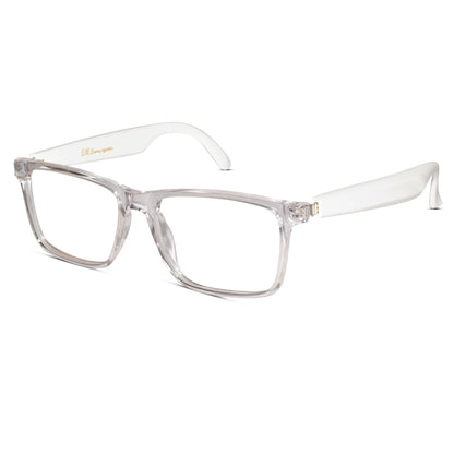 Front view of Smart Transparent Rectangular Eyeglasses for men and women – clear full-rim frame for modern look