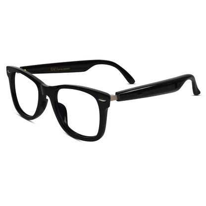 Side view of Smart Wayfarer eyeglasses for men, ideal for mens eyeglasses fashion trends. Available for online purchase. Great to use for a professional look