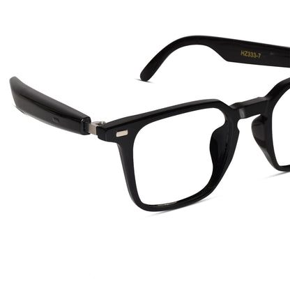 Angled shot of Smart Black Square Eyeglasses for Men – bold square frame in matte black for office and casual wear