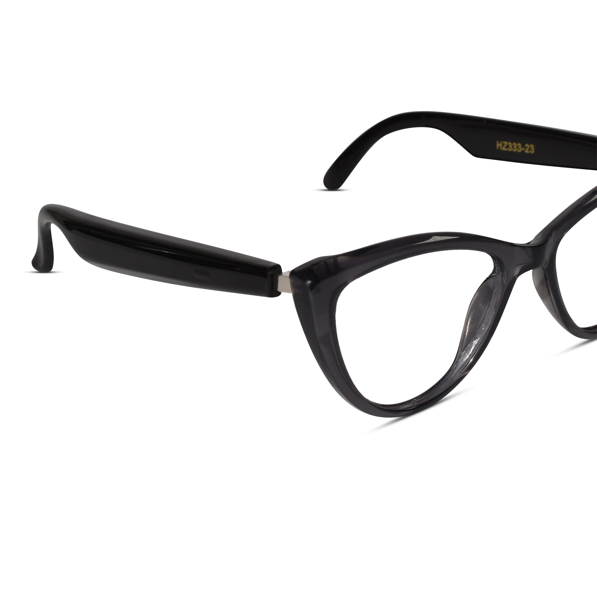 Side view of Smart Black Cat-Eye Eyeglasses, showcasing quality eyeglass frames online for women
