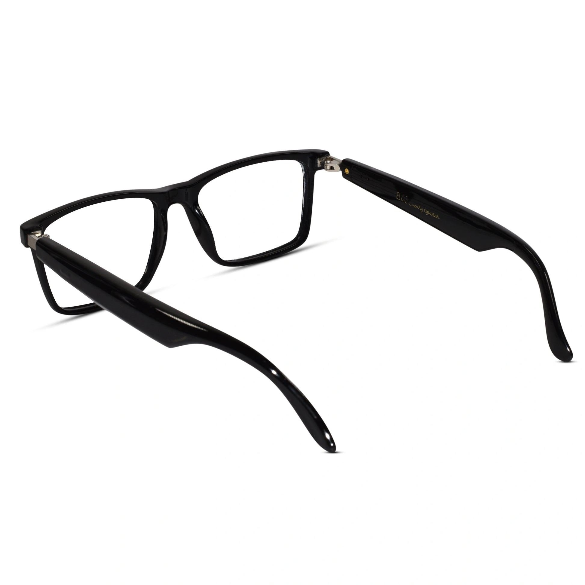 Close-up of Smart Rectangular Eyeglasses for men showing hinge detailing and matte finish