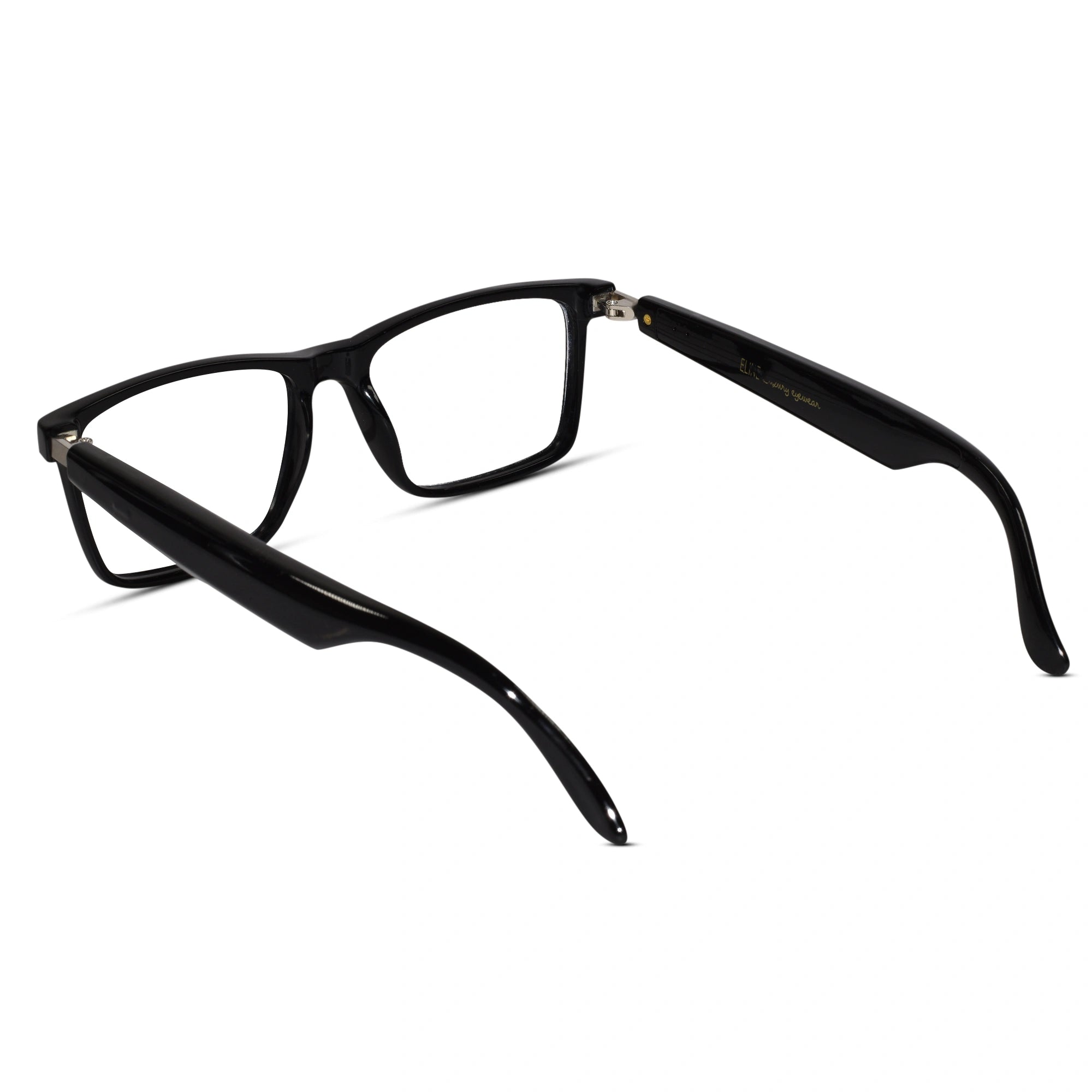 Close-up of Smart Rectangular Eyeglasses for men showing hinge detailing and matte finish