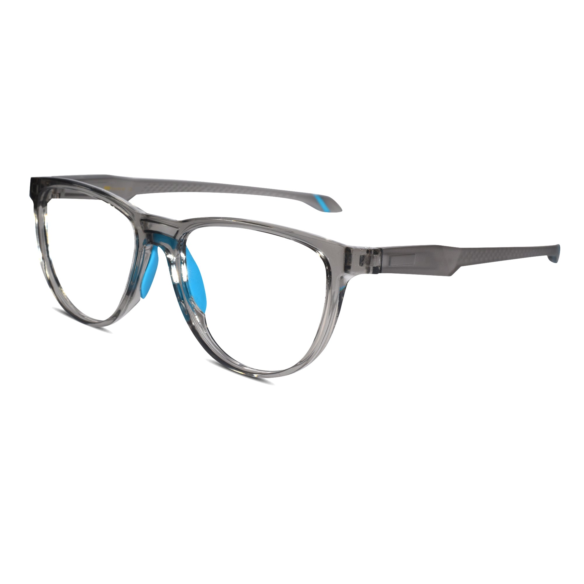 Crystal Grey With Anti Grip Blue Sports Eyeglasses