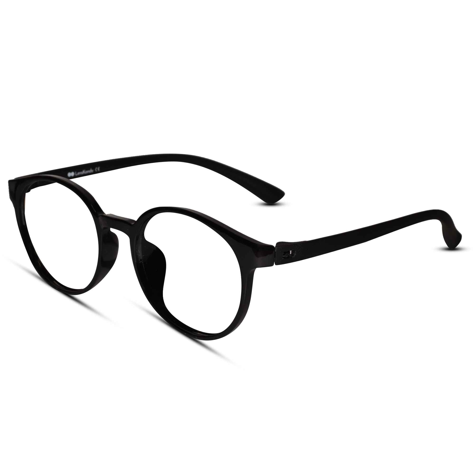 Round Full Rim Matt-Black Eyeglasses For Men & Women