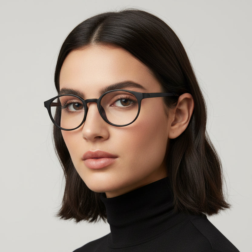 Round Full Rim Matt-Black Eyeglasses For Men & Women LKE7135-MTT-BLK