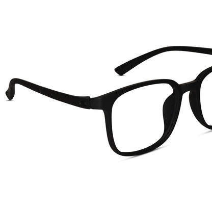 Matt Black Light Weight Rectangle Eyeglasses For Men & Women