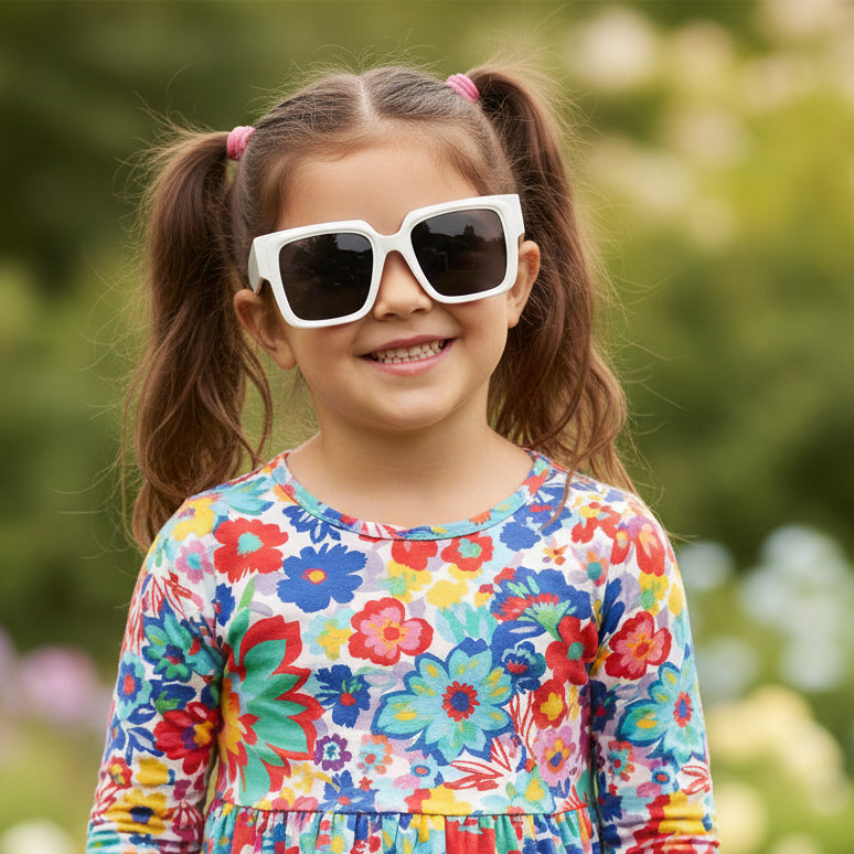 Wayfarer White Sunglasses for Kids LKSK5502-WHIT
