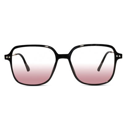 Black Square Pink Tint Sunglasses