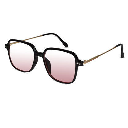 Black Square Pink Tint Sunglasses