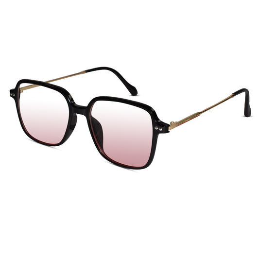 Black Square Pink Tint Sunglasses