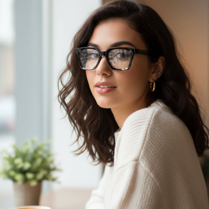 Dual Tone Black / Brown Rectangular Eyeglasses For Men & Women LKS5168-BLK-BRN