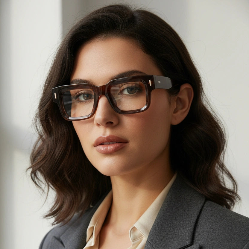 Bold Brown Wayfarer Eyeglasses For Men & Women LKS3688-BRN