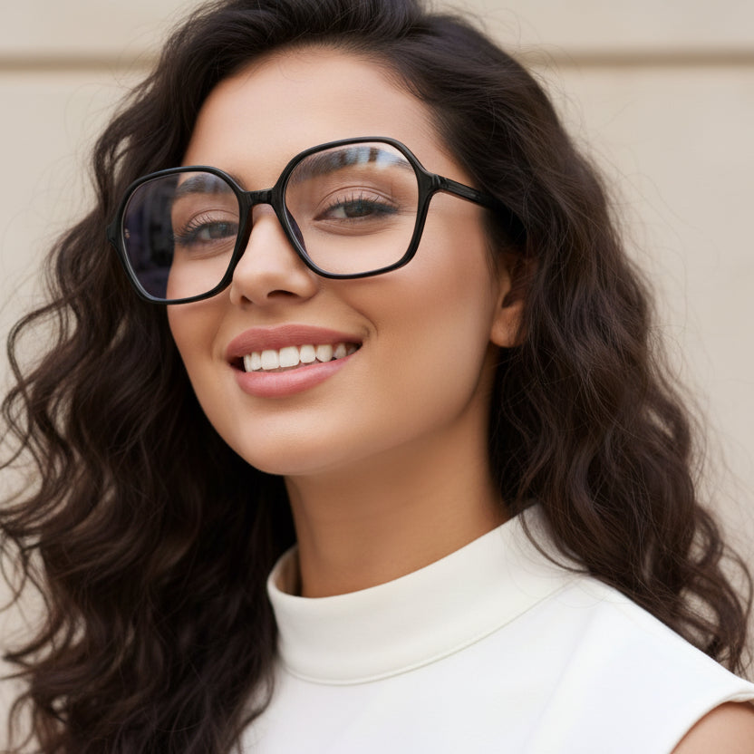 Black Square Eyeglasses For Men & Women LKS66009-BLK