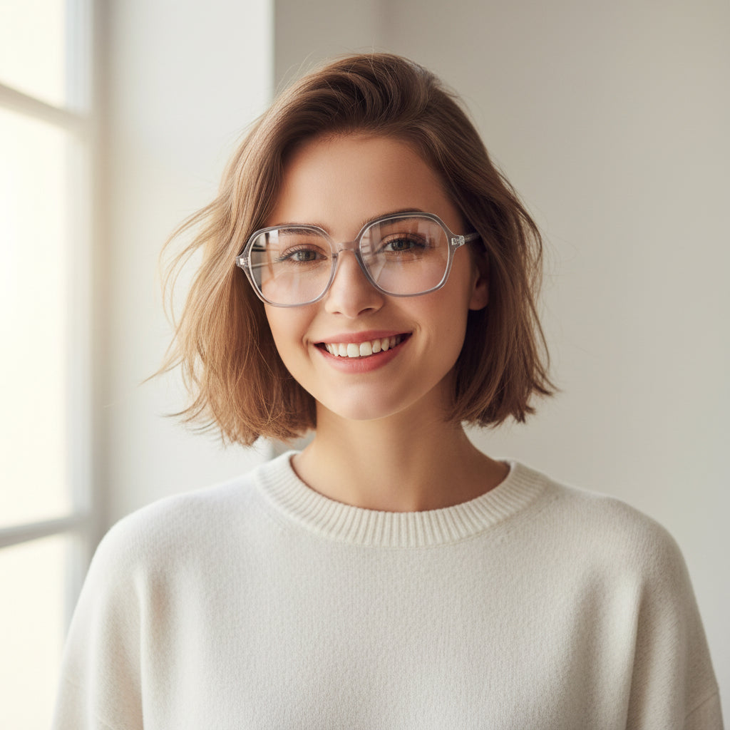 Transparent Square Eyeglasses For Men & Women LKS66009-TRAN
