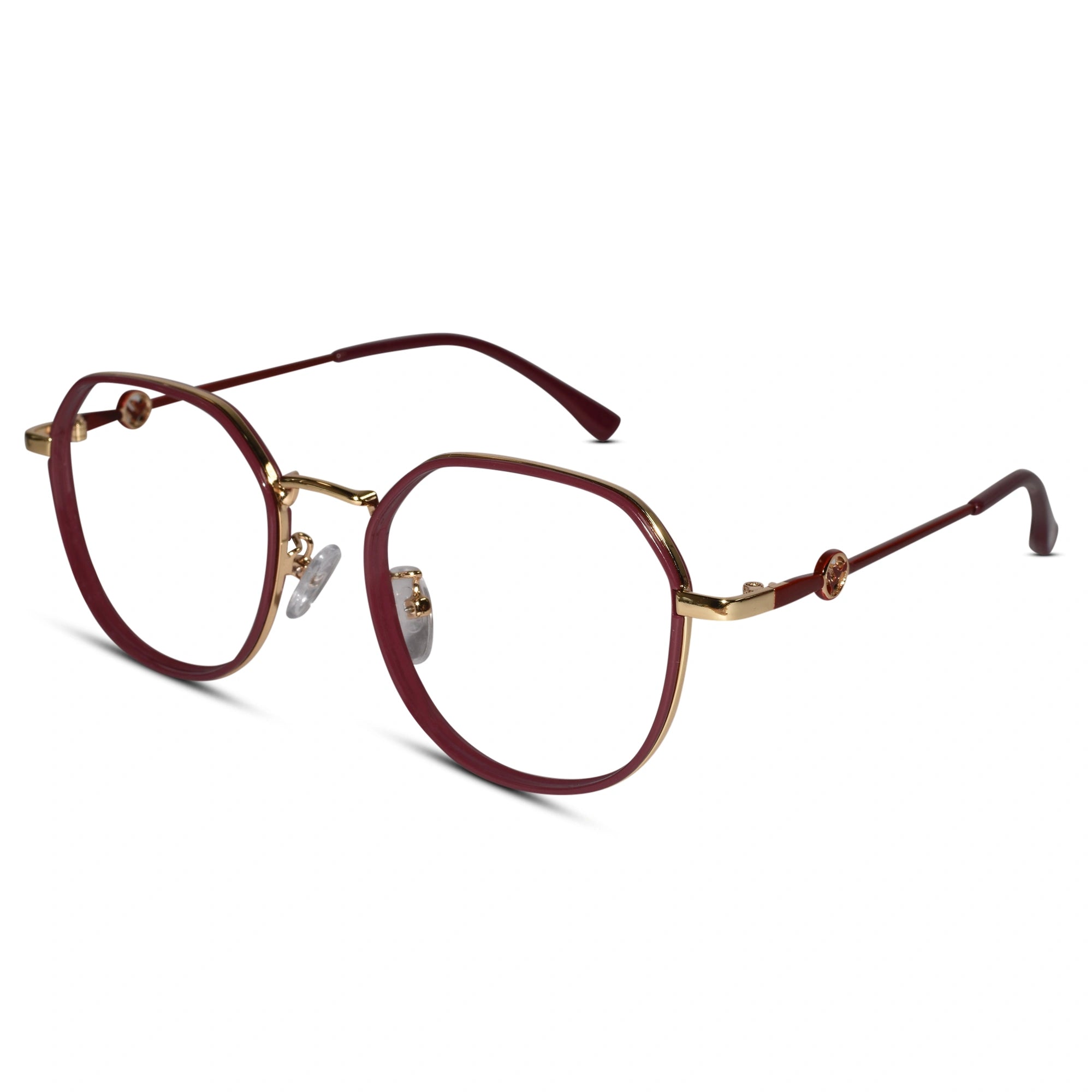Red Hexagonal Eyeglasses For Women LKS0672-RED