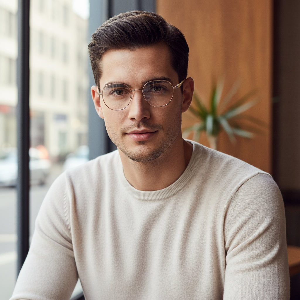 Rosegold Round Eyeglasses for men And Men & Women LKS0955-GOLD