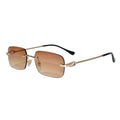 Rectangular Brown Rimless Sunglasses For Men & Women ELS66041-BRN