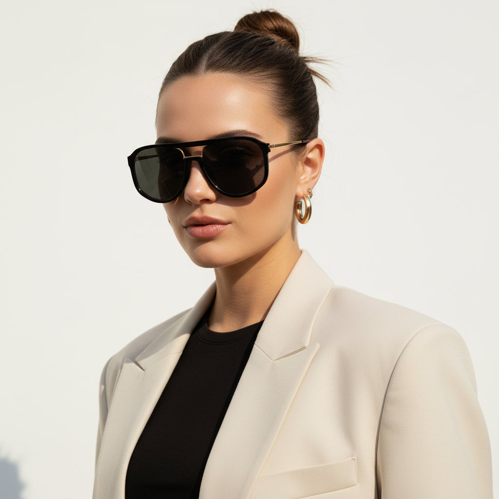 Black Gold Marshal Sunglasses For Women and Men LKS22029-BLK