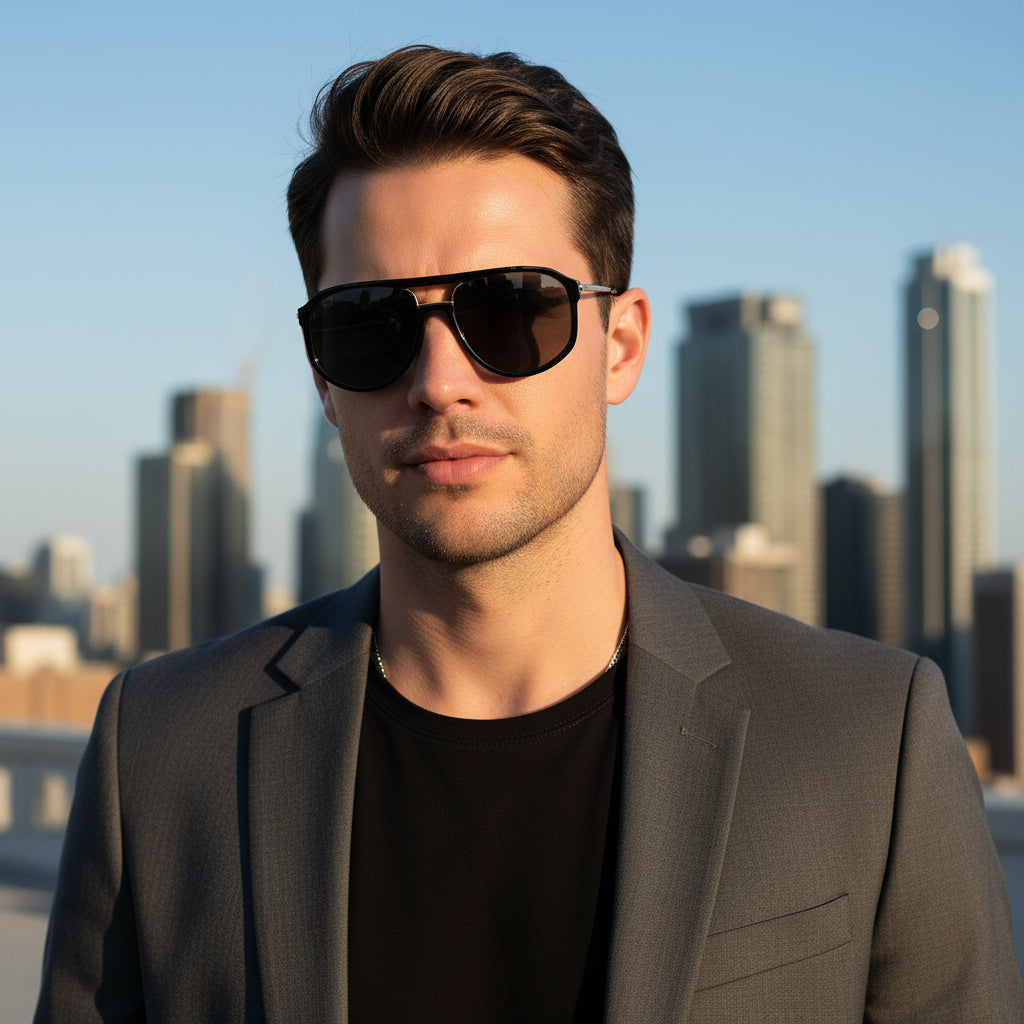 Black Gold Marshal Sunglasses For Women and Men LKS22029-BLK