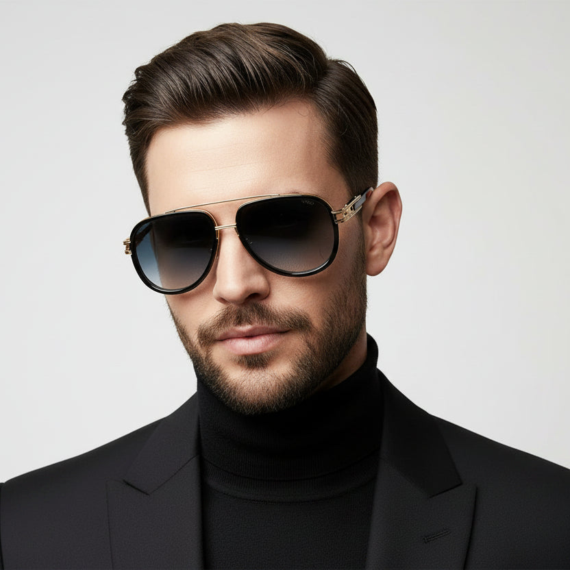 Golden Designer Sunglasses For Men LKS3552-GRN