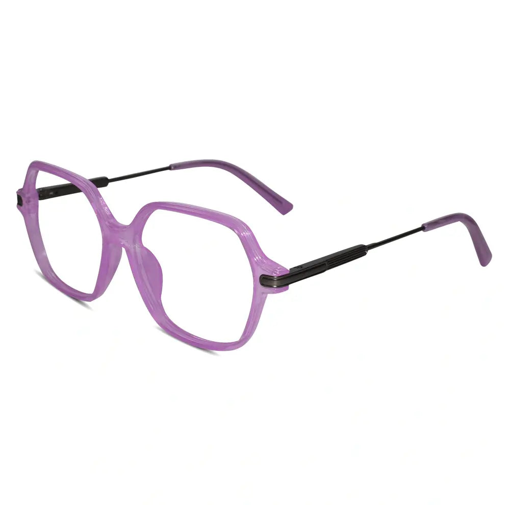 Front view of purple square eyeglasses for women stylish glasses frames for ladies with bold and trendy design