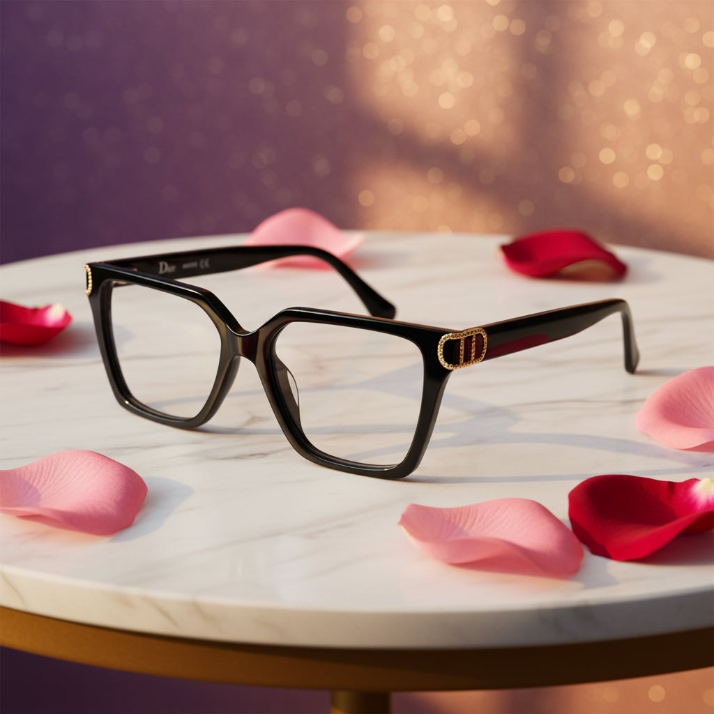 Black Designer Oversize  Eyeglasses For Women LKE23044-BLK