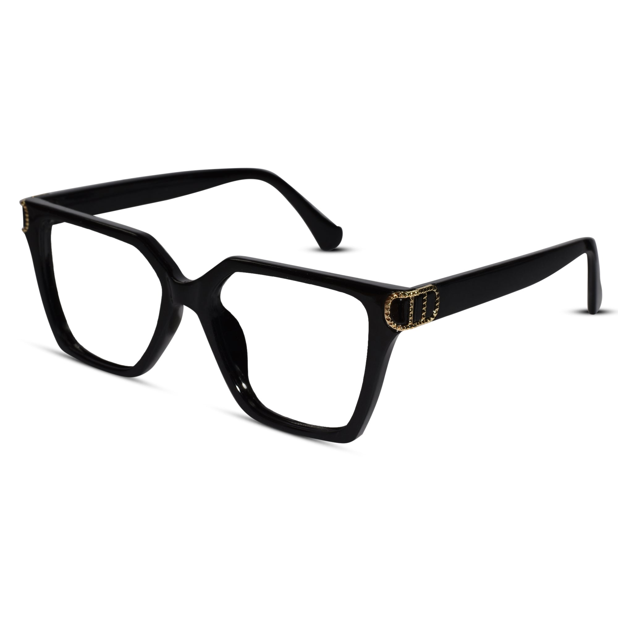 Black Designer Oversize  Eyeglasses For Women LKE23044-BLK