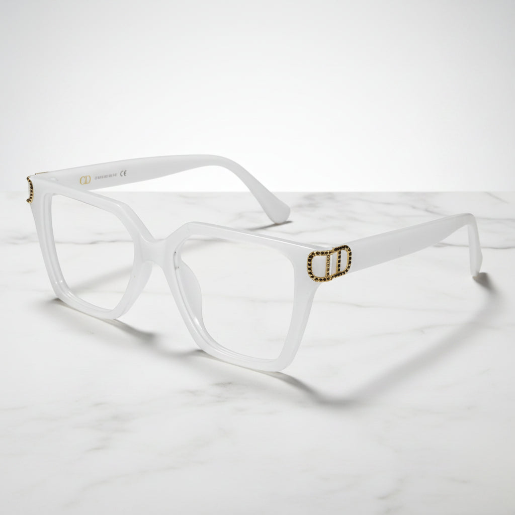 Oversize White Designer Cat eye Eyeglasses LKE23044-WHT