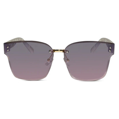 Oversize Brown Rimless Sunglasses For Women