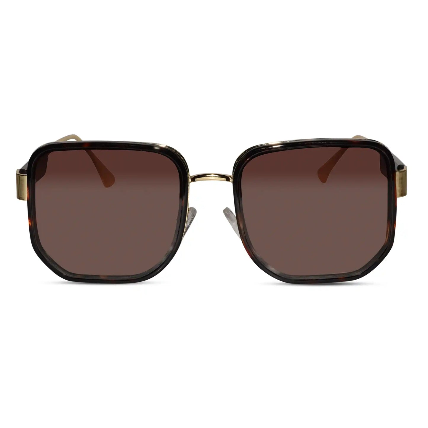 Oversize Brown with Golden  Square Sunglasses For Women