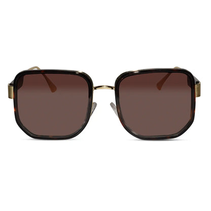 Oversize Brown with Golden  Square Sunglasses For Women