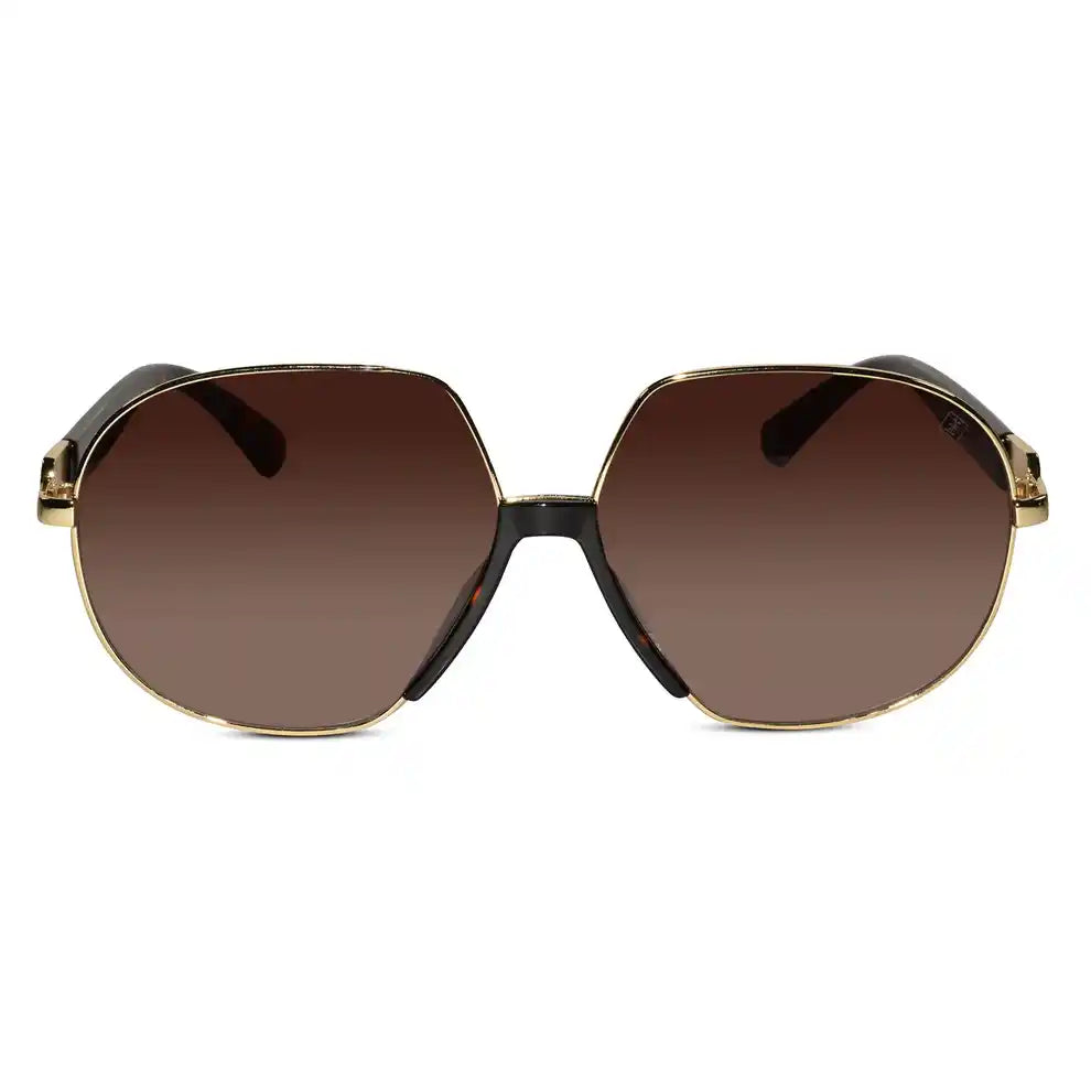 RoyalGaze | Designer Green Oversized Sunglasses For Women ELS58229-BRN