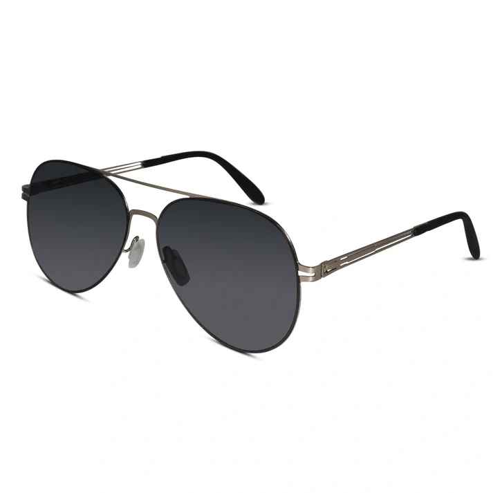 Flexible Polarized Matt Silver  Aviator Sunglasses