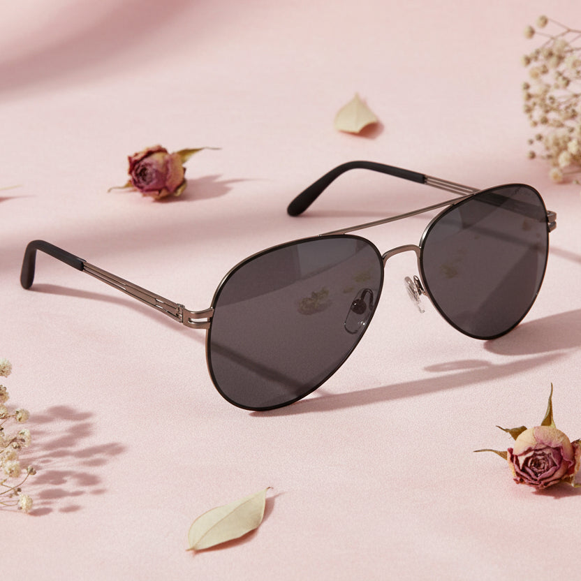 Flexible Polarized Matt Silver  Aviator Sunglasses For Men And Women ELST007-SIL