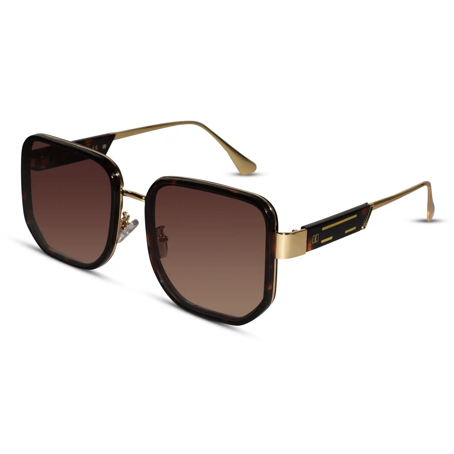 Oversize Brown with Golden  Square Sunglasses For Women