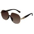 RoyalGaze | Designer Green Oversized Sunglasses For Women ELS58229-BRN