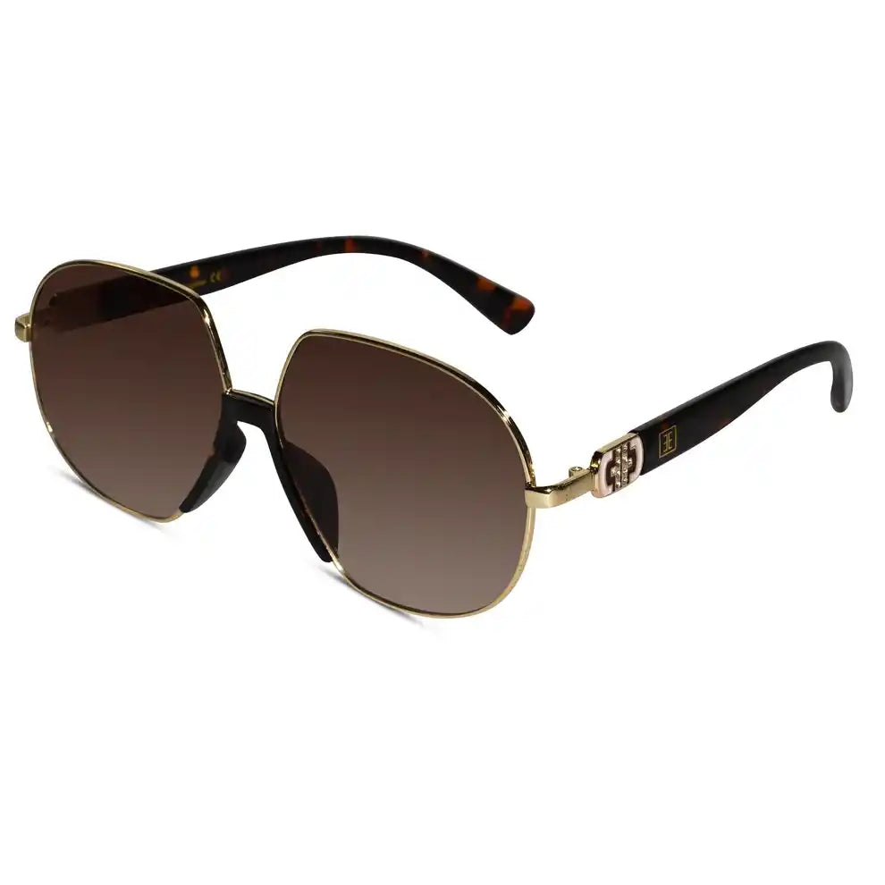 RoyalGaze | Designer Green Oversized Sunglasses For Women ELS58229-BRN