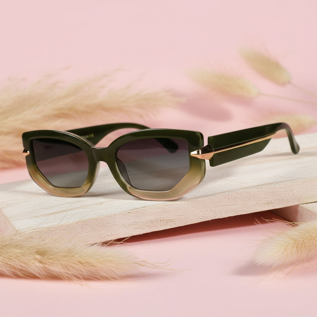 RoyalGaze | Cateye Green Sunglasses For Women ELSH033-GRN