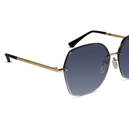 Gold Blue Oversize Sunglasses For Women