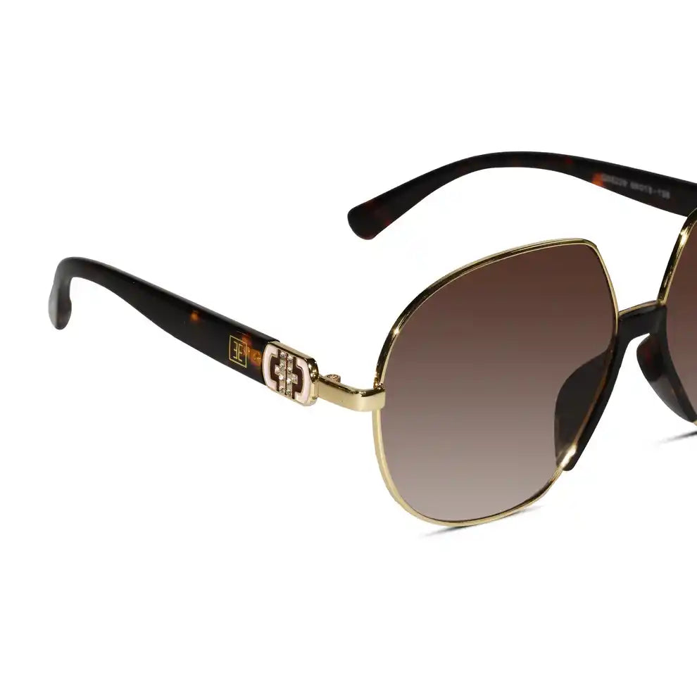 RoyalGaze | Designer Green Oversized Sunglasses For Women ELS58229-BRN