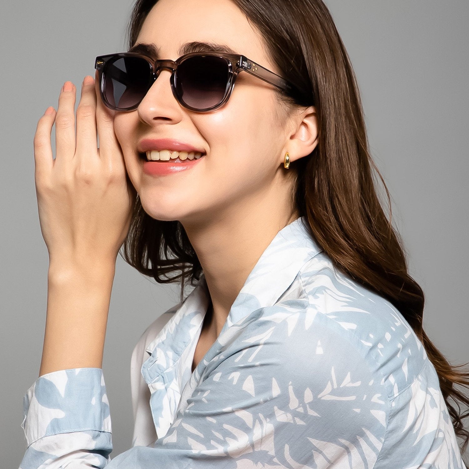 Grey Bold Rectangular Sunglasses For Men & Women LKS6508-GRY
