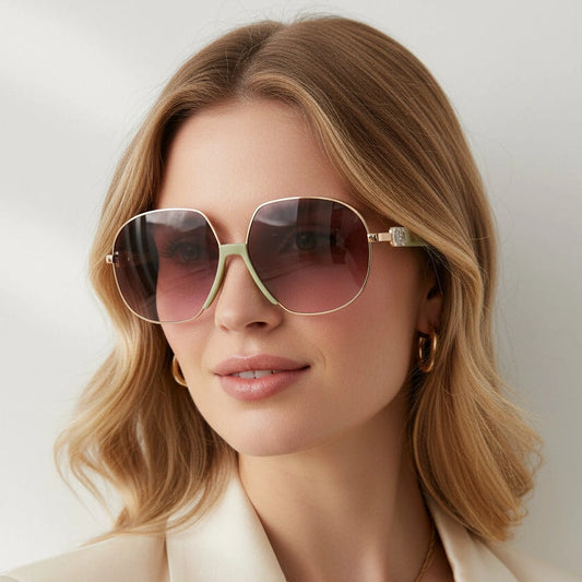 RoyalGaze | Designer Green Oversized Sunglasses For Women ELS58229-GRN