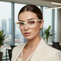 Shop Stylish Full-Frame White Cat eye Eyeglasses For Women. Vogue trend with advanced blue light filter.