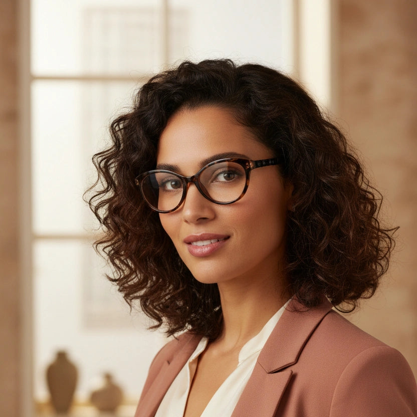 Designer Animal Print Cateye Eyeglasses For Women ELE9035-BRN