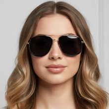 Designer Aviator Pilot Golden / Black Sunglasses For Men & Women