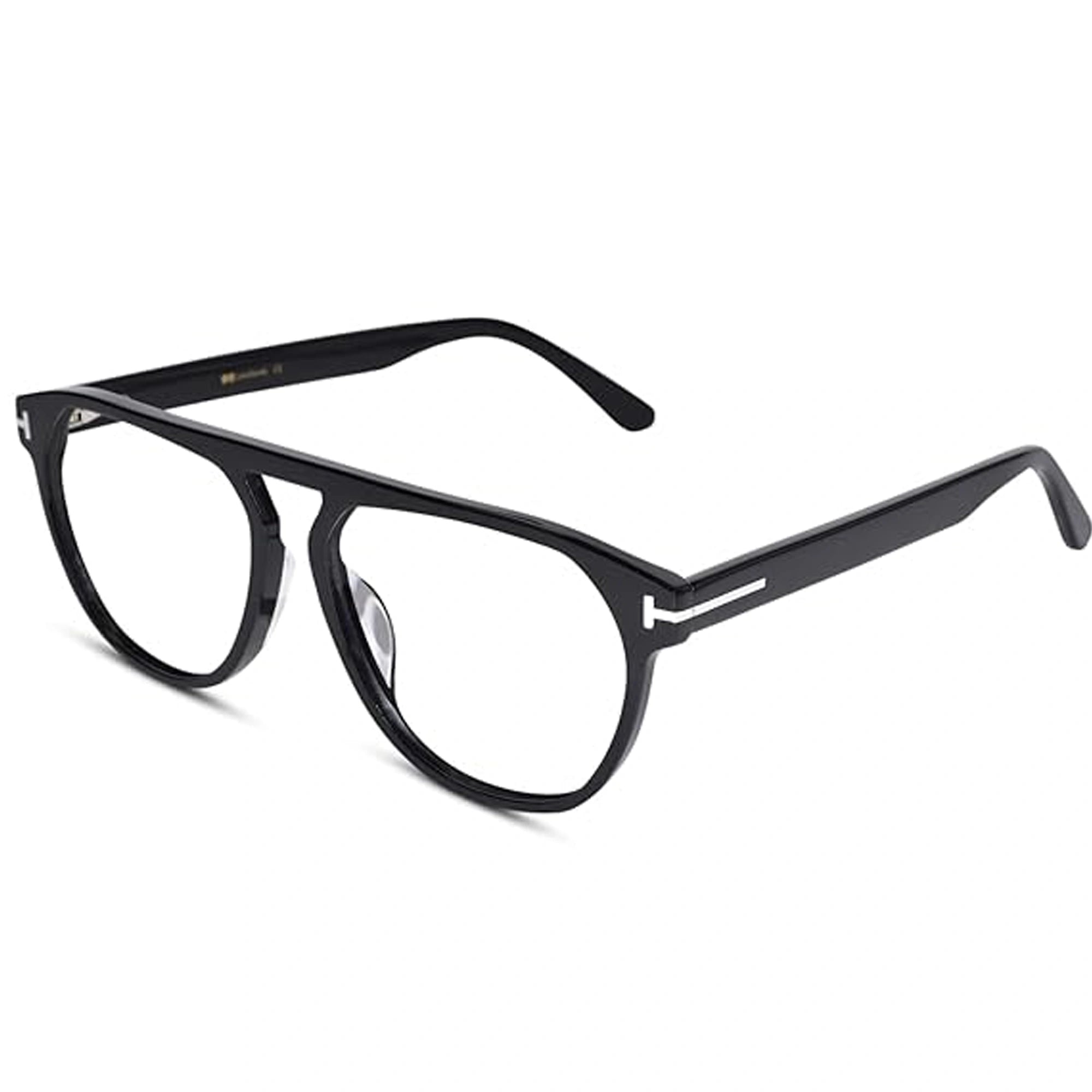 Designer Black Acetate Aviator Eyeglasses LKE5676-BLK