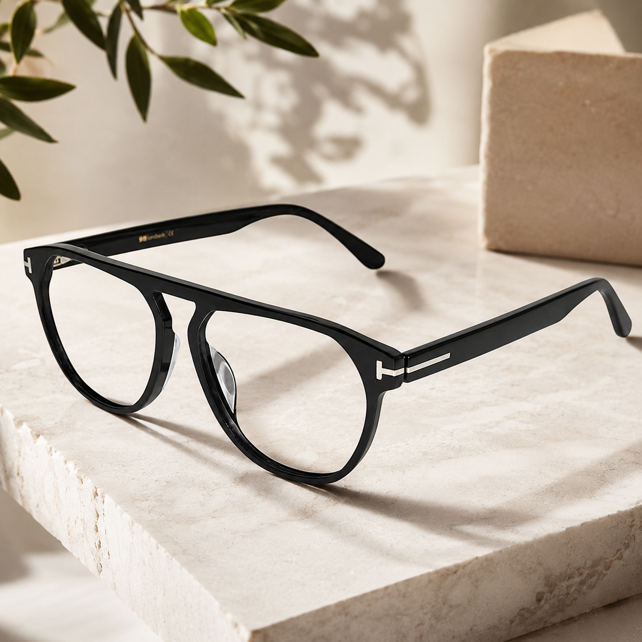 Designer Black Acetate Aviator Eyeglasses LKE5676-BLK