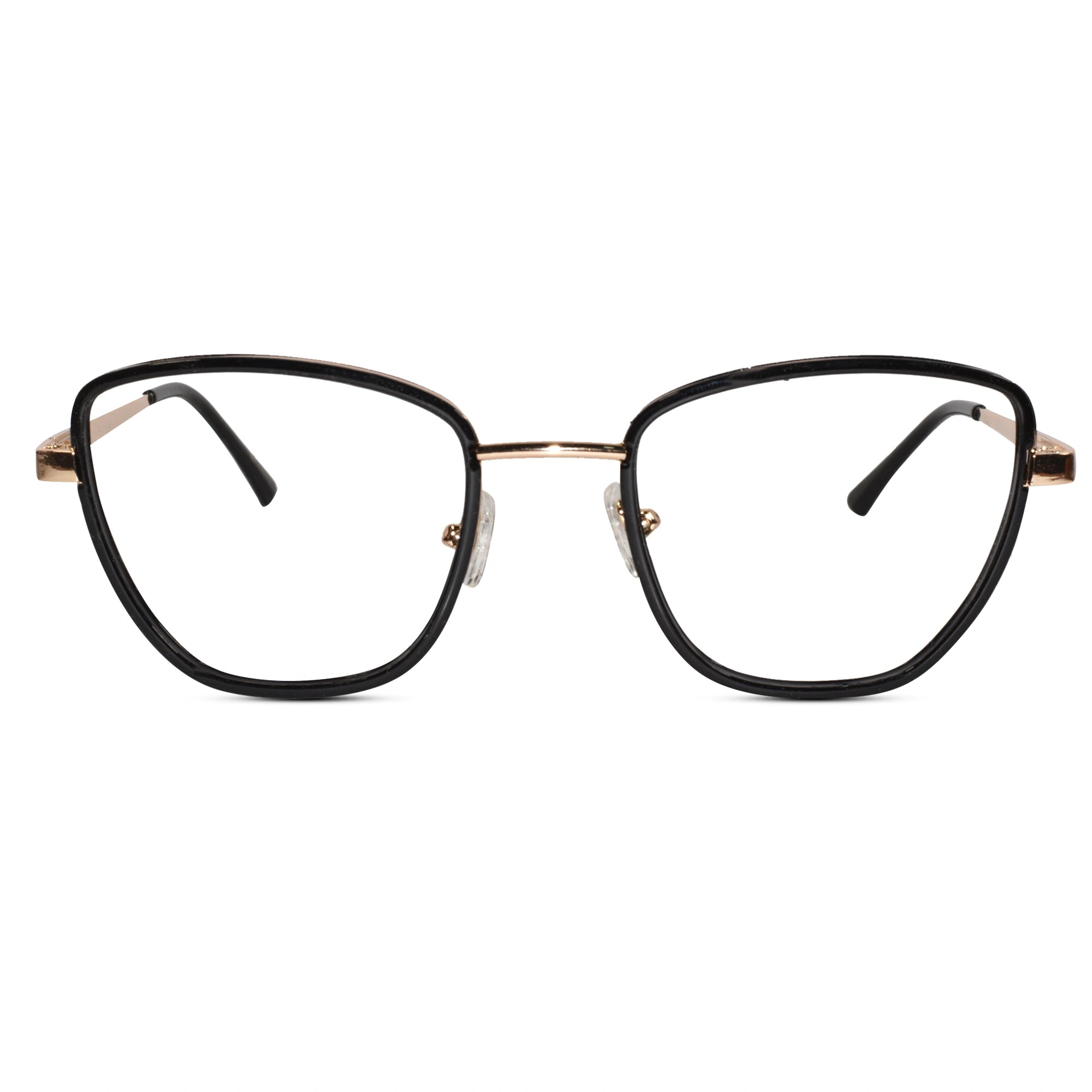 Designer Black Gold Cateye Eyeglasses For Women LKE11923-BLK