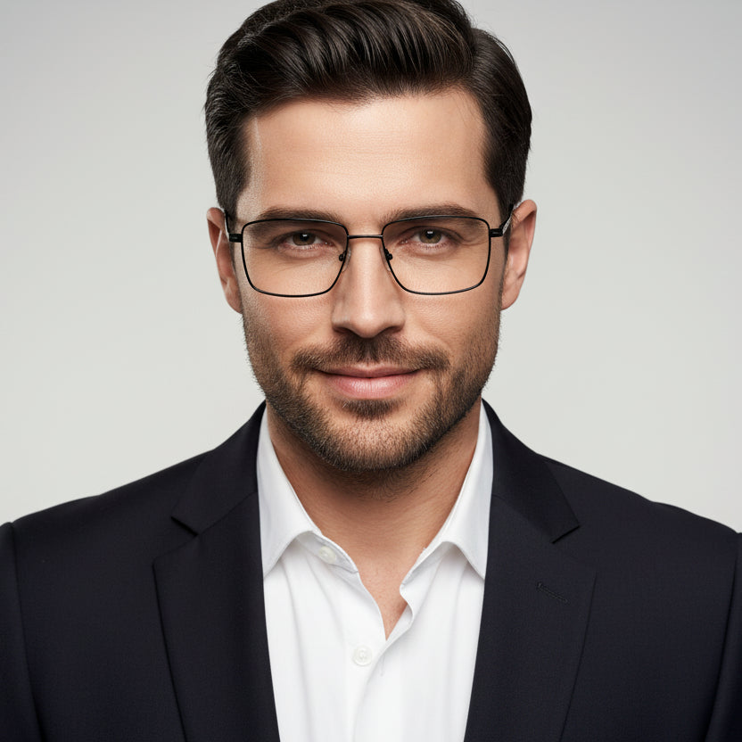 Designer Black Rectangular Eyeglasses For Men ELE8802-BLK